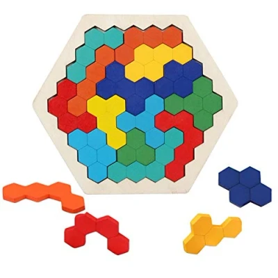 Abbildung von EACHHAHA Hexagon Holzpuzzle Box Spielzeug, Montessori Spielzeug für Kinder, Kreativ Lernspielzeug,Fördert räumliche Vorstellungskraft und logisches Denken, Lernendes Puzzle