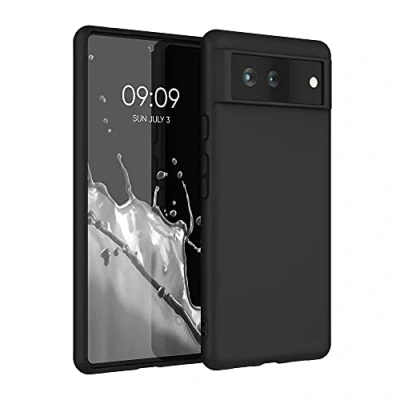 Abbildung von kwmobile Hülle kompatibel mit Google Pixel 6 weiches TPU Silikon Case Cover geeignet für kabelloses Laden Schwarz