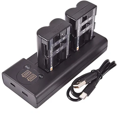 Abbildung von DSTE 2X NP FM500H Ersatz Batterie + Duales USB Ladegerät mit LCD Display Kompatibel Sony a200,a300,a350,a700,Alpha a58, a99,DSLR A100/B,DSLR A100K/B,DSLR A100W/B,DSLR A300,DSLR A300K Kamera
