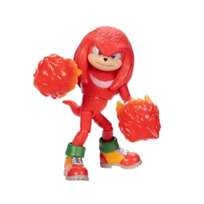 Abbildung von Sonic The Hedgehog 3 Movie Fire Fist Knuckles Spielzeugfigur von Jakks Pacific, 13 cm groß, hochbeweglich für Jungen/Mädchen, offiziell Lizenziertes Movie, empfohlen ab Jahren