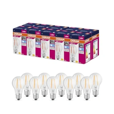 Abbildung von OSRAM LED Star Value Classic A60 Lampe für E27 Sockel, Birnenform, FIL, 806 Lumen, kaltweiß (4000K), Ersatz herkömmliche 60W Glühbirnen, nicht dimmbar, 10er Pack
