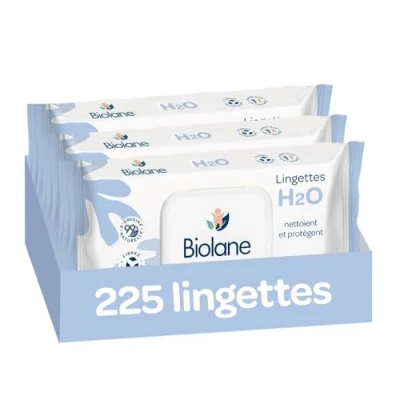 Abbildung von BIOLANE Babytücher mit Wasser 225 Tücher 3 x 75 Stück sanfte und effektive Reinigung ab der Geburt französische Qualität