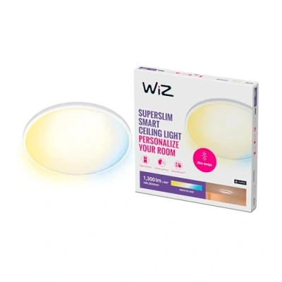 Abbildung von WiZ SuperSlim Deckenleuchte Tunable White, dimmbar, warm bis kaltweiß, 14W, smarte Steuerung per App/Stimme über WLAN, weiß