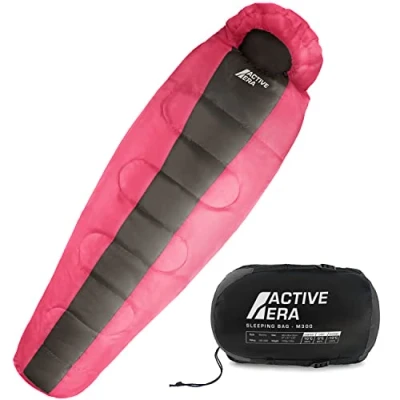 Abbildung von Active Era Mumienschlafsack Schlafsack Winter und Sommer, 10C bis Wasserabweisend Windschutz Ultraleicht Outdoor Campen Kleines Packmaß Pink