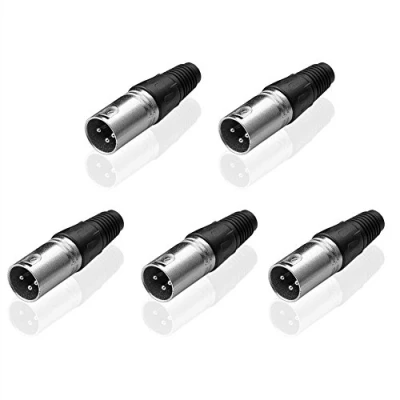 Abbildung von Sienoc 5 x Mikrofonstecker 3 polig, Geschraubte Zugentlastung. Mikrofon Stecker XLR SCHWARZ