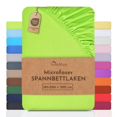 Abbildung von NatureMark Sonderposten!! Mikrofaser SPANNBETTLAKEN zum Sparpreis! viele Größen und Farben Markenware (180x200 200x200 cm, Apfel grün)