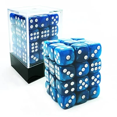 Abbildung von Bescon Würfel w6 12mm 36er Brick Box, Six Sided Die (36) Block of Dice, Marmor Pearl Blue