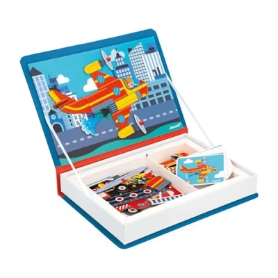 Abbildung von Janod Magnéti&#039;Book Die Feuerwehr Magnetisches Lernspiel 60 Magnete + 18 Vorlagen Kinderspielzeug aus FSC Pappe Fördert Handgeschicklichkeit und Kreativität Ab 3 Jahre