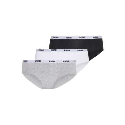 Abbildung von Puma Hipster 3 PACK Slip, Damen, Größe: Small, White/grey/black