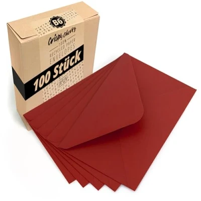 Abbildung von Japun Briefumschläge (100 Stück) aus Papier, Kuvert, Umschlag ohne Fenster DIN B6 175 x 125 mm rot