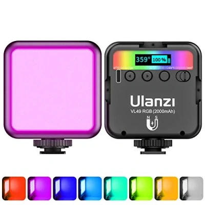 Abbildung von Video Licht RGB, ULANZI VL49 LED Videoleuchte mit 2000 mAh Akku, Kamera Klein Dimmbare 2500K 9500K, Zurück Magneten, Foto Kompakte für Makro Aufnahmen, Produktfotografie und YouTube Vlogs