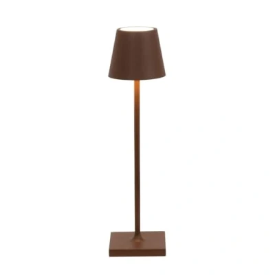 Abbildung von Zafferano, Poldina Micro Lampe, Kabellose, Wiederaufladbare Tischlampe mit Touch Control, Geeignet für Wohnzimmer und Außenbereich, Dimmer, 2200 3000 K, Höhe 27,5 cm, Farbe Corten