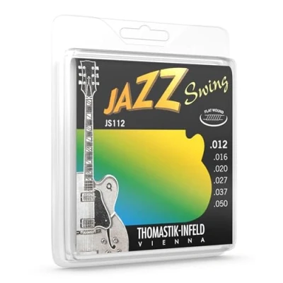 Abbildung von Thomastik 676727 Saiten für E Gitarre Jazz Swing Series Nickel Flat Wound, Satz JS112 Medium Light .012 .050w