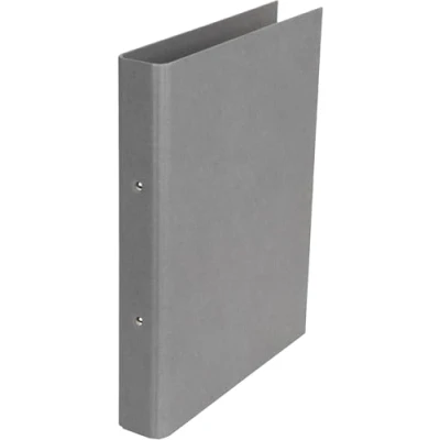 Abbildung von BIGSO RINGO Ringbuch mit 2 Ringen schmaler Ordner aus Faserplatte und Papier Leinenoptik Ringhefter für Dokumente, Klarsichthüllen oder Trennblätter grau