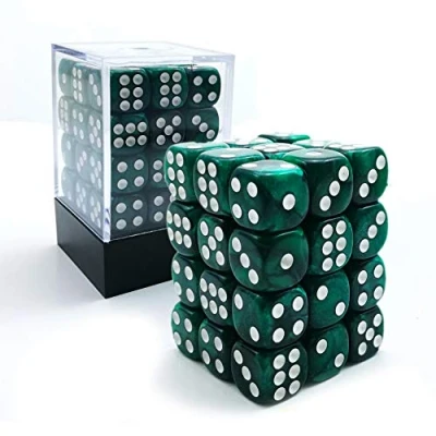 Abbildung von Bescon Würfel w6 12mm 36er Brick Box, Six Sided Die (36) Block of Dice, Marmor Pearl Green