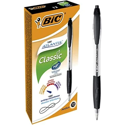 Abbildung von BIC 887132 Druckkugelschreiber Atlantis Classic (0.32 mm, Schachtel à 12 Stück) schwarz