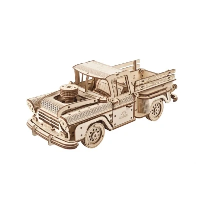 Abbildung von UGEARS Retro Modellbau Holz Auto Pickup Truck Lumberjack der 1950er Jahre 3D Holzpuzzle für Erwachsene Puzzle Spielzeug LKW Modellbausatz aus Holzbausatz Modell
