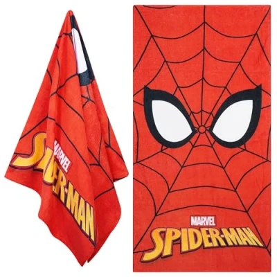Abbildung von Disney Stitch Handtuch Kinder Badetuch Schnelltrocknend Strandtuch Baumwolle Duschtuch 70x140 cm für Schwimmen und Baden Reise Zubehör (Rot Spiderman)