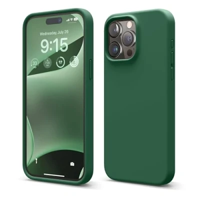Abbildung von elago Kompatibel mit iPhone 15 Pro Max Hülle, Liquid Silikon Ganzkörperschutz Stoßfest Weiches Mikrofaserfutter Kratzfest [6,7 Zoll] (Alpin Green)