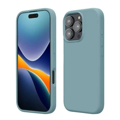 Abbildung von kwmobile Hülle kompatibel mit iPhone 16 Pro Silikon Handy Case Handyhülle weiche Oberfläche kabelloses Laden Antique Stone