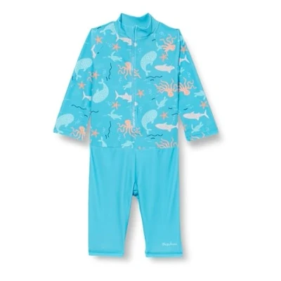 Abbildung von Playshoes UV Schutz Einteiler Unisex Kinder Badeanzug Schwimmanzug Badebekleidung, Meerestiere Langarm, 86/92
