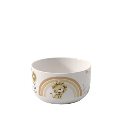 Abbildung von Villeroy &amp; Boch Boho Kids &quot;Roar like a lion&quot; Müslischale für Kinder Beige, Spülmaschinenfest, Mikrowellensicher, Schüssel klein, Kinderschüssel, Tiermotiv Löwe und Affe, Premium Porzellan