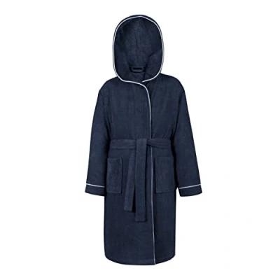 Abbildung von LAYNENBURG Premium Bademantel Kinder &amp; Teenager mit Kapuze 100% Baumwolle OEKO TEX Standard 100 flauschiges Frottee Größe (110/116, Fuchsia)