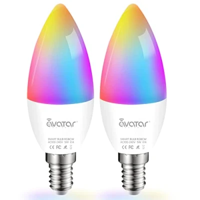 Abbildung von E14 Led Alexa Lampe,5W 500lm C37 Wlan Smart Home GlüHbirne Warmweiß &amp; Kaltweiß Dimmbar Rgb Lampen Musik Synchronisation Fernbedienung Stimmenkontrolle Zeitplan Timer App Birne(2 er)