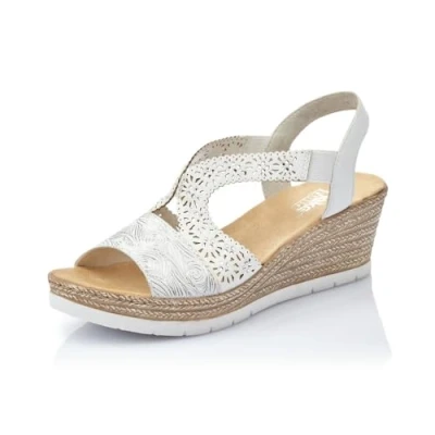 Abbildung von Rieker Damen Pantoletten 61916, Frauen Slipper,Gartenschuhe,Sommerschuhe,sommerclogs,Schlupfschuhe,schluepfschuhe,Slides,Weiss (80),40 EU / 6.5 UK