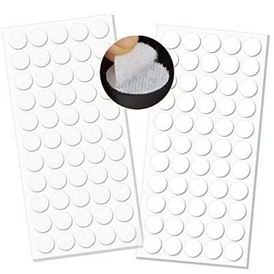 Abbildung von Klett Klebepunkte,Klettpunkte selbstklebend 20mm,90 Stück Punkte 45 Paar,klettband rund,klettpunkte,selbstklebende klettpunkte,für Papier,Metall,Kunststoff,Glas,Leder (Weiß)