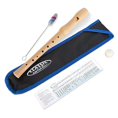 Abbildung von Classic Cantabile Stella Blockflöte 2 teilige aus Ahorn Deutsche Griffweise Ideal für Kinder ab 6 Jahren Inklusive gepolsterter Tasche, Grifftabelle, Flötenputzer und Korkfett