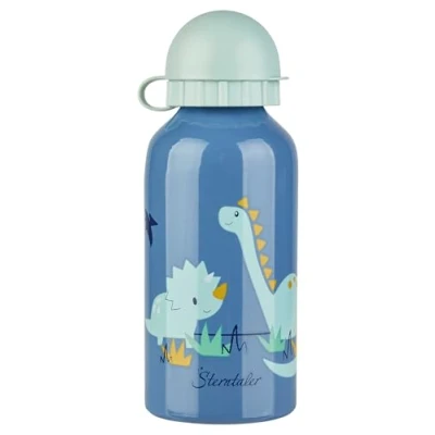 Abbildung von Sterntaler Trinkflasche Dino Rexi Kinder aus Aluminium mit Verschluss und Sicherheitskappe Kindergarten Dinomotiv für zu Hause Unterwegs, mittelblau