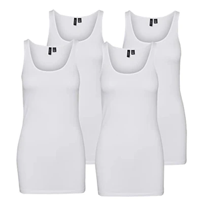 Abbildung von VERO MODA Damen VMMAXI My Soft Long Tank TOP GA 4 Pack, Bright White/Bright White &amp; BR, XL