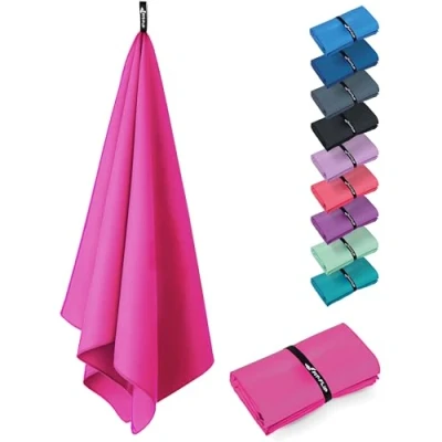 Abbildung von Fit Flip Microfaser Handtücher kompakt und leicht Mikrofaser Handtuch schnelltrocknend als Reisehandtuch, Sporthandtuch, Strandtuch Badetuch groß (1x 140x70cm, Deep Pink)
