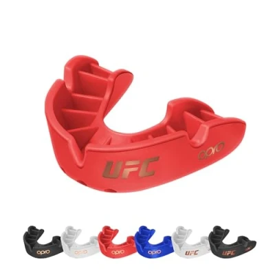 Abbildung von OPRO Bronze Level UFC Erwachsene und Jugendliche Sport Mundschutz mit Etui Einpassvorrichtung, Zahnschutz für UFC, MMA, Boxen, Kampfsport, andere Kontaktsportarten (Rot, Erwachsene)