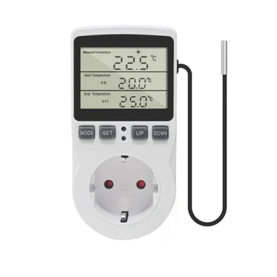 Abbildung von KETOTEK Temperaturregler Steckdose 230V mit Fühler Digital Thermostat Heizung Kühlung Temperaturschalter für Gewächshaus Kühlschrank Weiß
