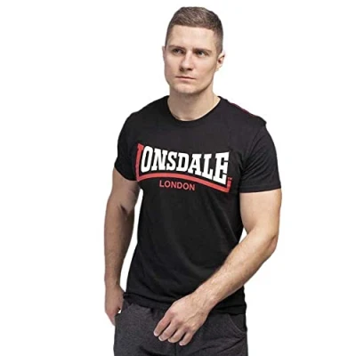 Abbildung von Lonsdale Herren Two Tone T Shirt, Schwarz, 58