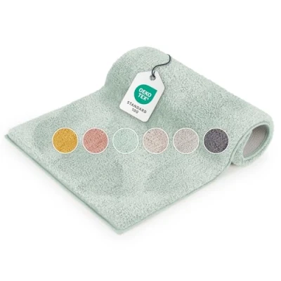 Abbildung von Blumtal Badematte 50x80 cm Hochflor Oeko TEX zertifizierter Badteppich Badematten &amp; Badteppiche Duschvorleger Badvorleger rutschfest waschbar Bath Mats Bad Teppich in Dunkelgrau