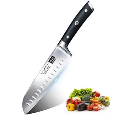 Abbildung von SHAN ZU Kochmesser Küchenmesser Santoku Messer 18 cm Deutscher Edelstahl Extra Scharfe Messerklinge mit ergonomischer Griff Exquisiter Geschenkverpackung