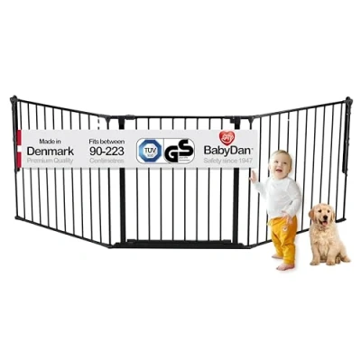 Abbildung von BabyDan Flex L, 90 223 cm, Treppenschutzgitter/Raumteiler, Schwarz, Made in Denmark Babygitter/Schutzgitter (Haustierschutzgitter/Hundeabsperrgitter/Hundelaufstall)