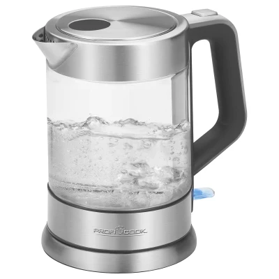 Abbildung von ProfiCook® Glas Wasserkocher mit 1,5 Liter kabelloser Technik Edelstahl automatischer Abschaltung Kettle 2000W PC WKS 1107 G