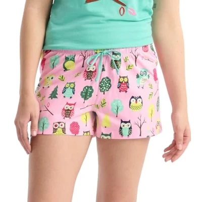 Abbildung von Little Blue House Damen Women&#039;s Sleep Shorts Pyjama Bottoms Pyjamaunterteil, Eulen, L