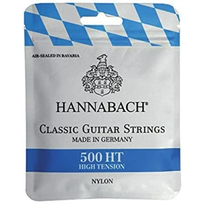 Abbildung von Hannabach 500HT Saiten für Klassikgitarre Satz High Tension, Diskantsaiten: Nylon, Bass: Nylonkern mit versilbertem Kupferdraht umsponnen