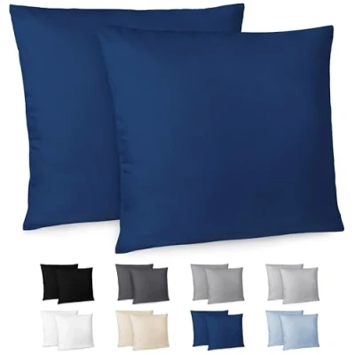 Abbildung von Dreamzie Kissenbezug 80x80 2er Set Kopfkissenbezug Dunkelblau mit Reißverschluss aus Mikrofaser Weich, cm Pillow Cover