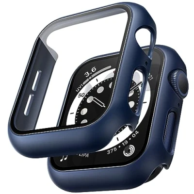 Abbildung von TAURI 2 Stück Hard Hülle Designed für Apple Watch 44mm Series SE/Series 6/Series 5/ 4 Blau