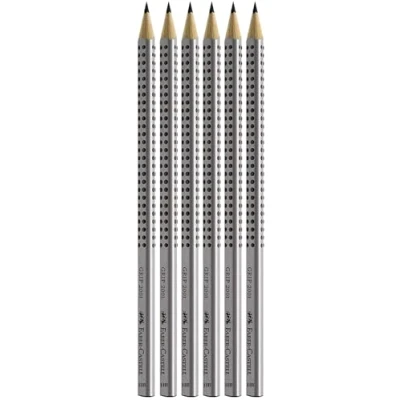 Abbildung von FABER CASTELL 117697 6 Bleistifte GRIP 2001, Härtegrad: HB, Schaftfarbe: silber