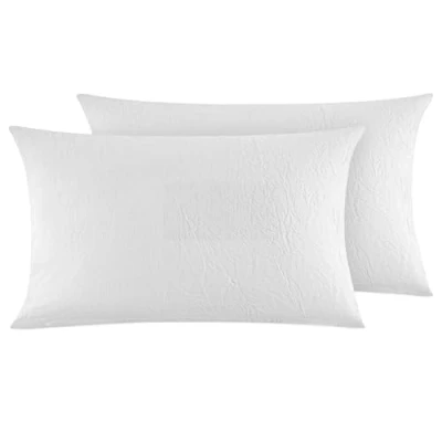 Abbildung von Dreamzie Kissenbezug 40x80 cm 2er Set 100% Gewaschene Baumwolle, Weiß, Kissenbezüge Oeko TEX Zertifiziert, Leinenoptik und Atmungsaktiv Kissenhülle, Kopfkissenbezug mit Reißverschluss