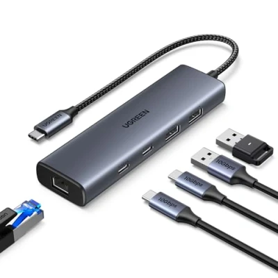 Abbildung von UGREEN 10Gbps USB C hub Ethernet Adapter mit 2*USB 3.2 ＆ A LAN kompatibel iPhone 16, iPad Pro/Air, MacBook Galaxy S24, Steam Deck usw.