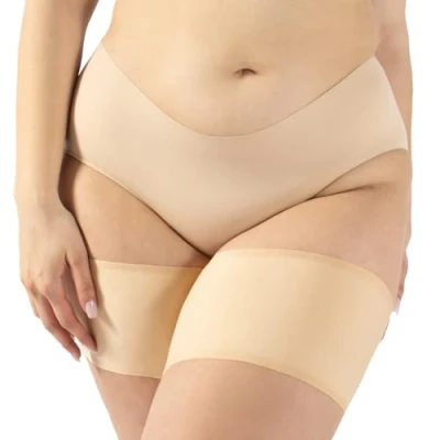 Abbildung von CALZITALY Glatte Anti Reibung Bänder Curvy Strumpfbänder für Scheuernde Oberschenkel Schwarz, Hautfarbe A, B, C, D, E, F Made in Italy (C: 63 66 cm, Hautfarbe)