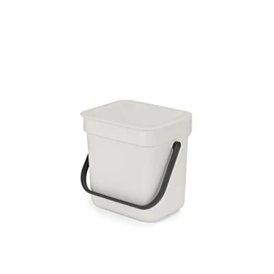 Abbildung von Brabantia Sort &amp; Go Abfallbehälter 3L Kleiner Recyclingbehälter Tragegriff Pflegeleicht Für die Arbeitsplatte oder den Küchenschrank Küchenmülleimer Light Grey 19 x 14 18 cm